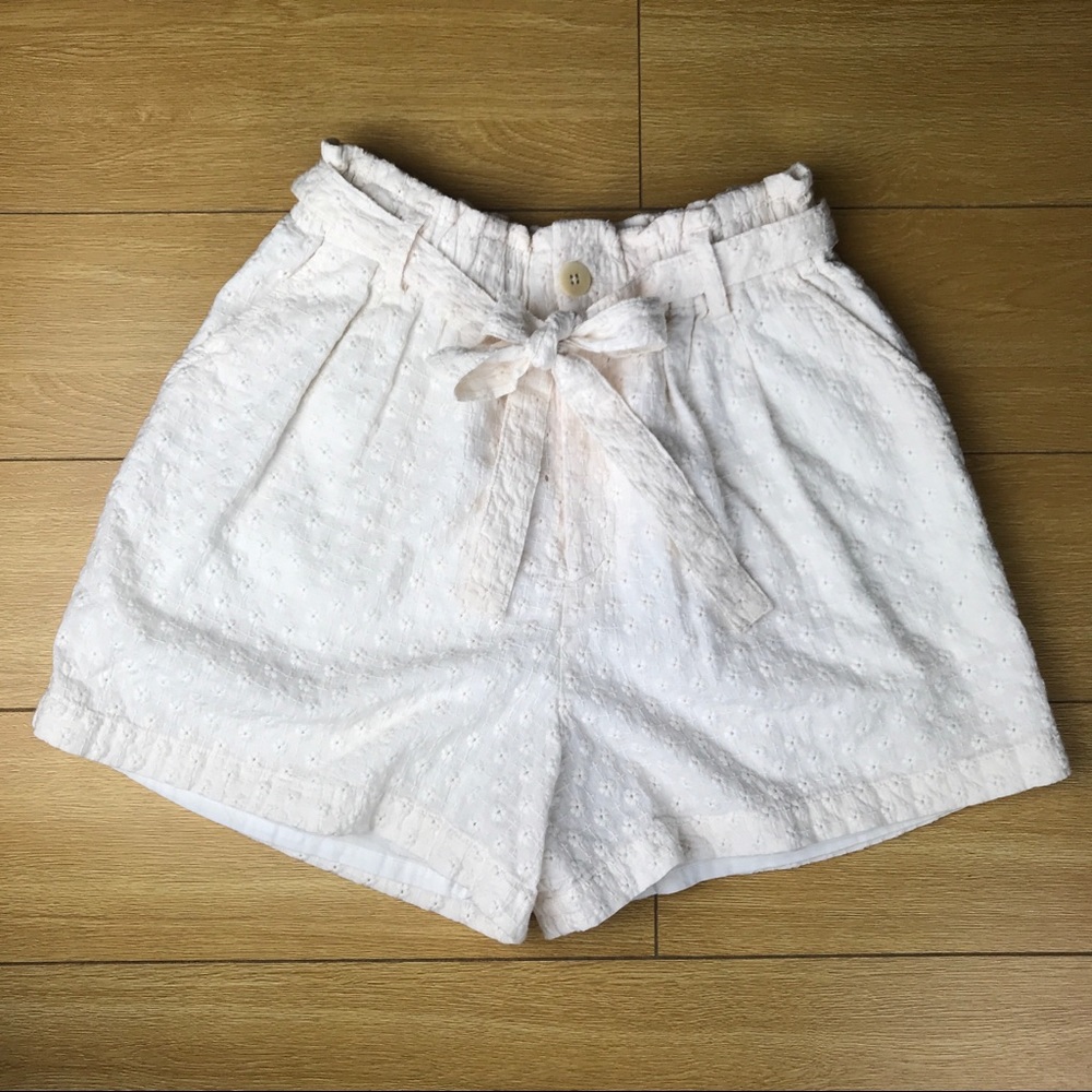 Steven Alan cream white eyelet tie shorts pants
